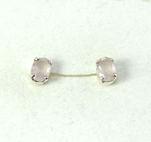 Ohrstecker Rosenquarz Oval 7x5 mm