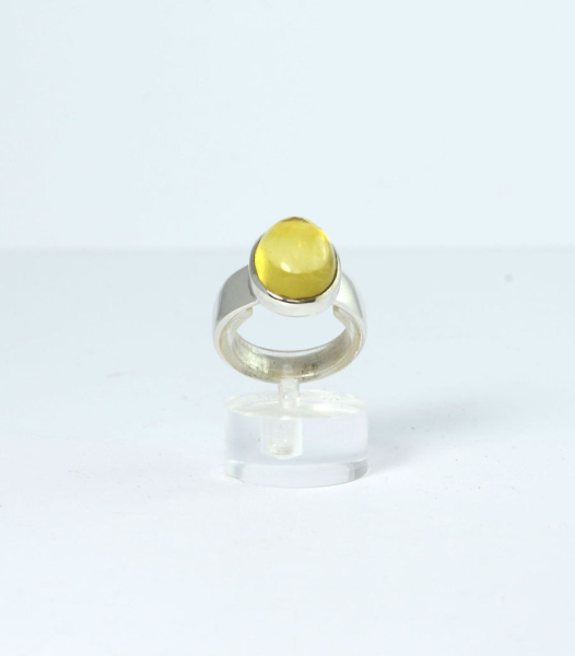 Unikat Ring Bernstein Gelb Oval 13x11 mm