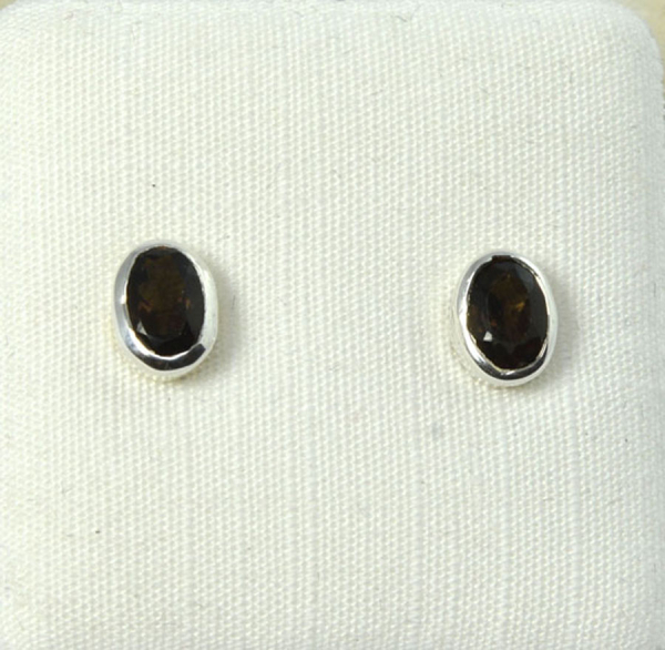 Ohrstecker Rauchquarz Oval 5x3 mm