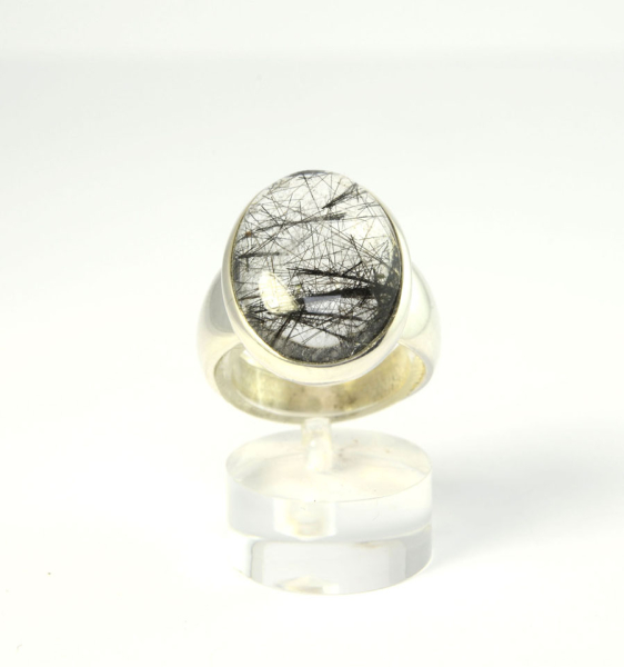 Unikat Ring Turmalin-Quarz Oval 21x15 mm