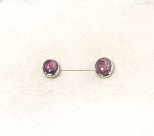 Unikat Ohrstecker Turmalin Rubellit Oval 8x6 mm