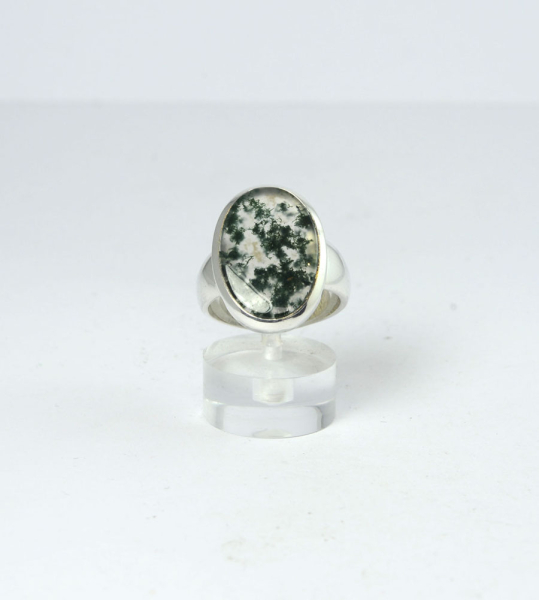 Unikat Ring Moosachat Oval 21x14 mm