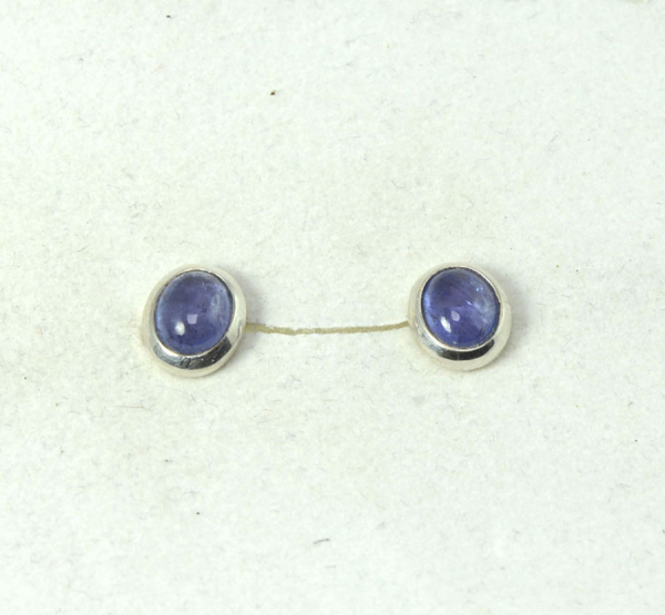 Unikat Ohrstecker Tansanit Oval 6x4 mm