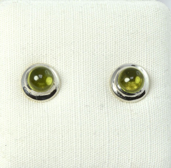 Ohrstecker Peridot Cabochon Rund 5 mm