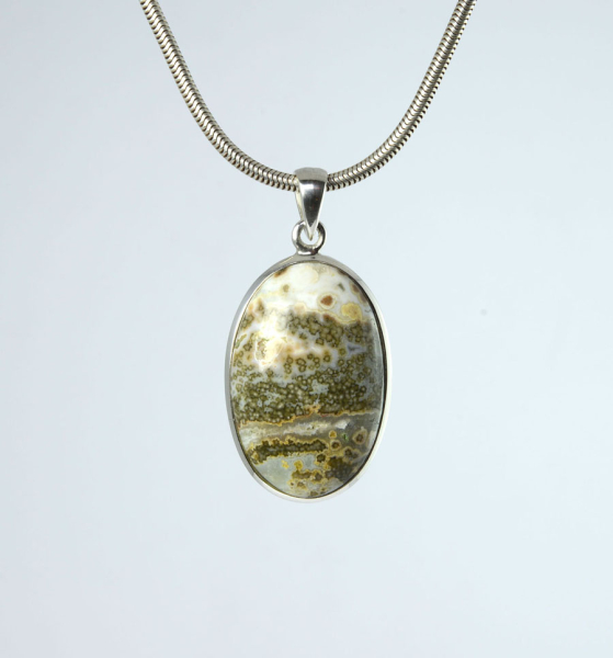 Unikat Anhänger Ozean-Chalcedon Oval Groß