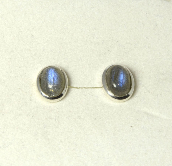 Ohrstecker Labradorit Oval 7x5 mm