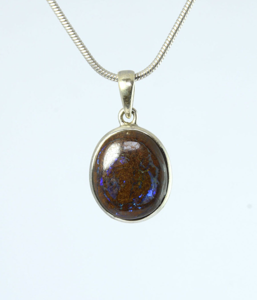 Unikat Anhänger Boulder-Opal Oval 16x13 mm