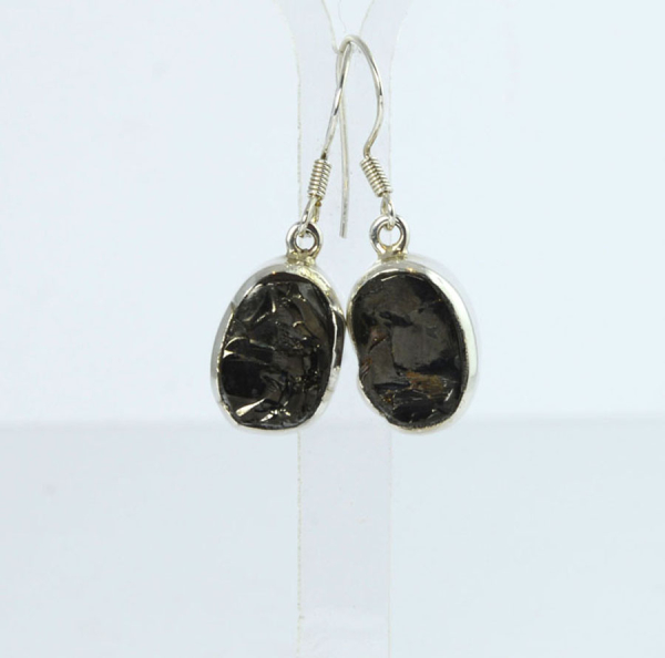 Ohrhänger Edel-Schungit Oval 16x11 mm