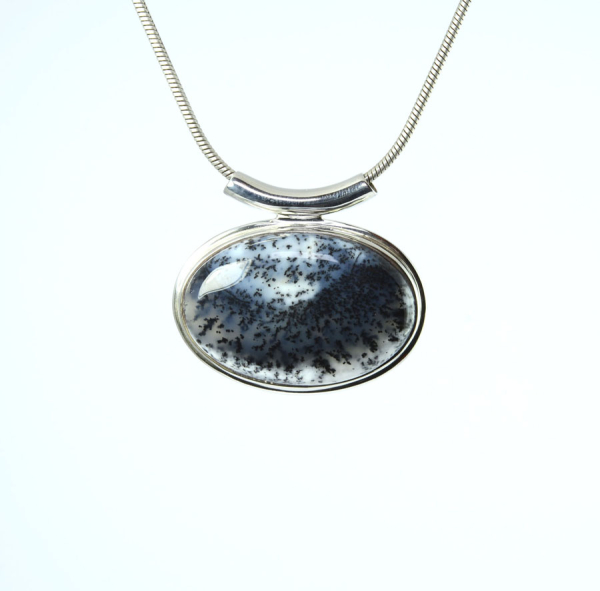 Unikat Anhänger Dendriten-Opal Oval 24x38 mm