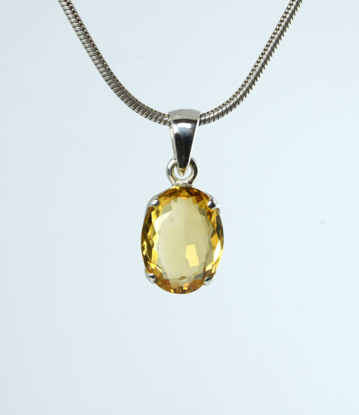 Unikat Anhänger Citrin Oval 17x13 mm