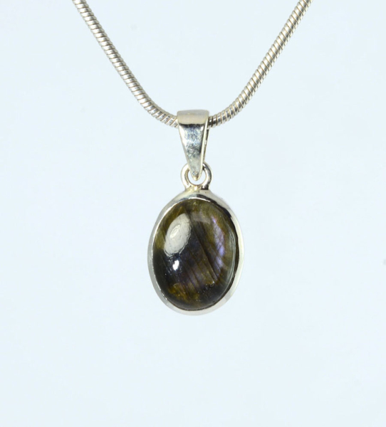 Unikat Anhänger Labradorit Violett Oval 13x10 mm