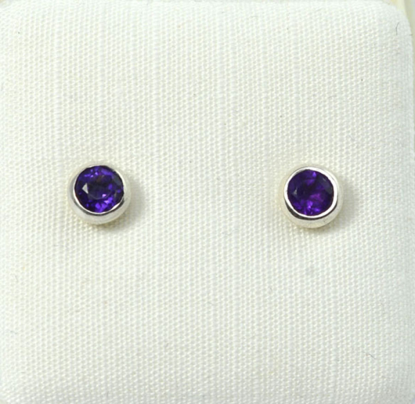 Ohrstecker Amethyst Rund