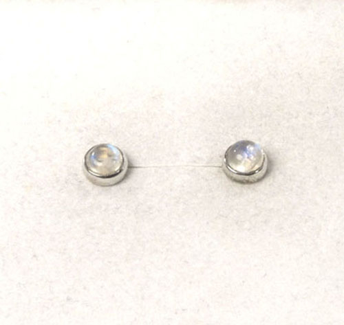 Ohrstecker Labradorit weiß Rund 5 mm