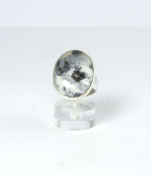 Unikat Ring Dendriten-Opal Oval 25x18 mm