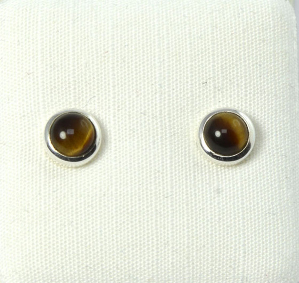 Ohrstecker Tigerauge Rund 5 mm