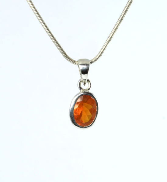 Unikat Anhänger Feueropal Facettiert Oval 11x8 mm